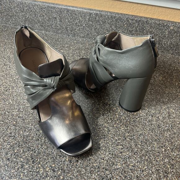 Donald J. Pliner Shoes - Donald Pliner Womens Size 9.5M Gray Patent Leather Ultra High Heel Peep Toe Pump